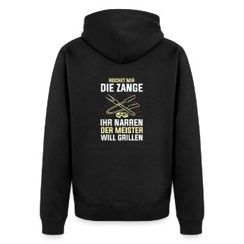 Grillparty Grillmeister Grill Grillen - Unisex Premium Bio Zip Hoodie - Schwarz - Hinten - Nico (187cm)