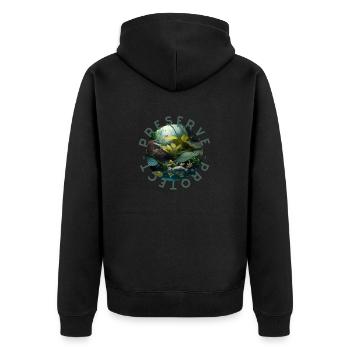 Preserve Protect Nature Naturbewusstsein bewahren - Unisex Premium Bio Zip Hoodie - Schwarz - Hinten - Nico (187cm)