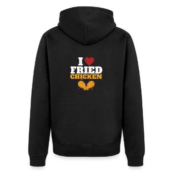 Ich liebe Brathähnchen Lustiges Essen Essen BBQ - Unisex Premium Bio Zip Hoodie - Schwarz - Hinten - Nico (187cm)