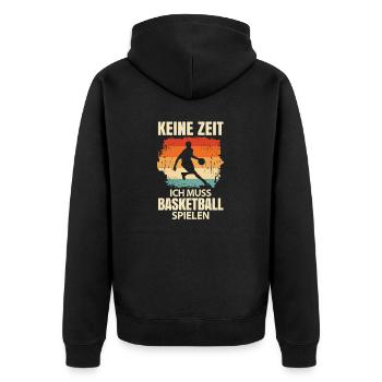 Basketballkorb Rucksack Basketball Court Geschenk - Unisex Premium Bio Zip Hoodie - Schwarz - Hinten - Nico (187cm)