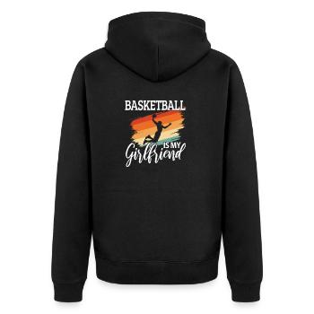 Basketballkorb Rucksack Basketball Court Geschenk - Unisex Premium Bio Zip Hoodie - Schwarz - Hinten - Nico (187cm)