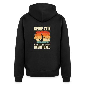 Basketballkorb Rucksack Basketball Court Geschenk - Unisex Premium Bio Zip Hoodie - Schwarz - Hinten - Nico (187cm)