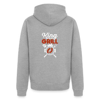 König des Grills Spaß Grillen Meisterkoch Koch - Unisex Premium Bio Zip Hoodie - Grau meliert - Hinten - Nico (187cm)