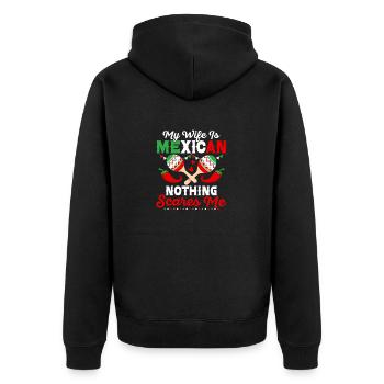 My Wife Is Mexican Nothing Scares Me Cinco De Mayo - Unisex Premium Organic Zip Hoodie - black - Back - Nico (187cm)