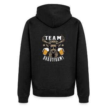 Team Bräutigam Junggesellenabschied JGA Feiern - Unisex Premium Bio Zip Hoodie - Schwarz - Hinten - Nico (187cm)