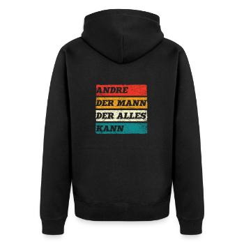 Andre Der Mann Der Alles Kann Vorname Andre - Unisex Premium Bio Zip Hoodie - Schwarz - Hinten - Nico (187cm)