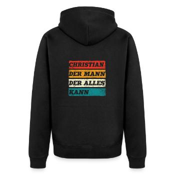 Christian Der Mann Der Alles Kann Name Christian - Unisex Premium Bio Zip Hoodie - Schwarz - Hinten - Nico (187cm)