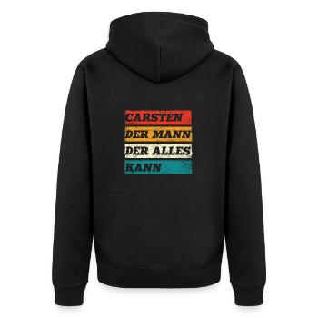 Carsten Der Mann Der Alles Kann Vorname Carsten - Unisex Premium Bio Zip Hoodie - Schwarz - Hinten - Nico (187cm)