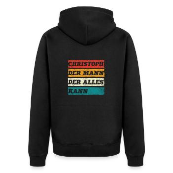 Christoph Der Mann Der Alles Kann Name Christoph - Unisex Premium Bio Zip Hoodie - Schwarz - Hinten - Nico (187cm)
