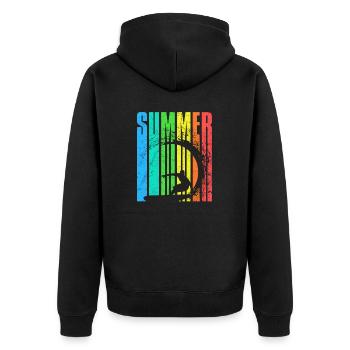 Surfin Summer 2023 colourful surfer - Unisex Premium Organic Zip Hoodie - black - Back - Nico (187cm)