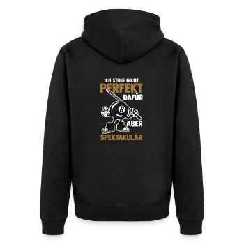 Snooker Billardtisch Billiard Billard - Unisex Premium Bio Zip Hoodie - Schwarz - Hinten - Nico (187cm)