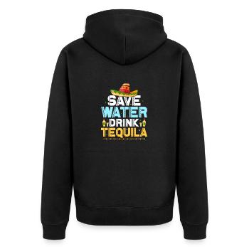 Save Water Drink Tequila Party Cinco De Mayo - Unisex Premium Organic Zip Hoodie - black - Back - Nico (187cm)