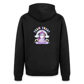 Team Braut Team Bride Junggesellinnenabschied JGA - Unisex Premium Bio Zip Hoodie - Schwarz - Hinten - Nico (187cm)