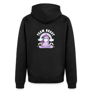 Team Braut Team Bride Junggesellinnenabschied JGA - Unisex Premium Bio Zip Hoodie - Schwarz - Hinten - Nico (187cm)