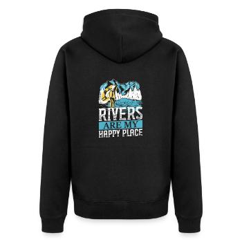 River Rafting - Unisex Premium Organic Zip Hoodie - black - Back - Nico (187cm)