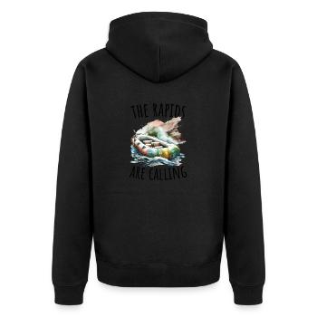 Fluss Rafting - Unisex Premium Bio Zip Hoodie - Schwarz - Hinten - Nico (187cm)