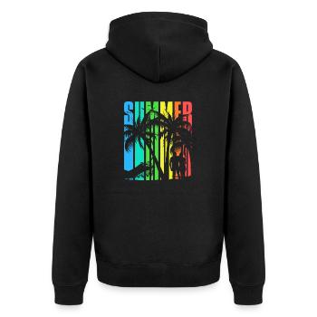SUMMER Theme colourful Beach - Unisex Premium Bio Zip Hoodie - Schwarz - Hinten - Nico (187cm)