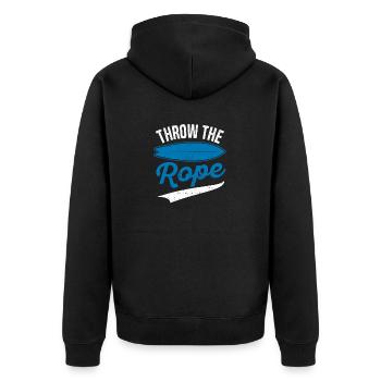 Throw the Rope Wake Surf Bootfahren Funny Wakesurf - Unisex Premium Bio Zip Hoodie - Schwarz - Hinten - Nico (187cm)