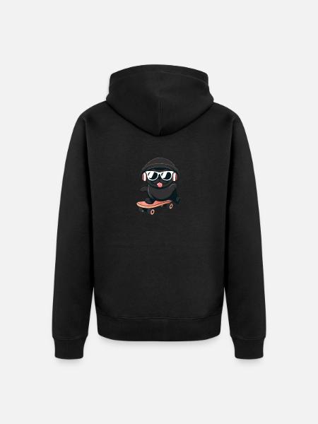 Dog Pug on skateboard - Unisex Premium Organic Zip Hoodie - black