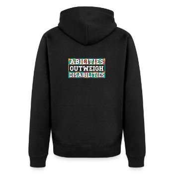 Autism awareness - abilities predominate - Unisex Premium Organic Zip Hoodie - black - Back - Nico (187cm)