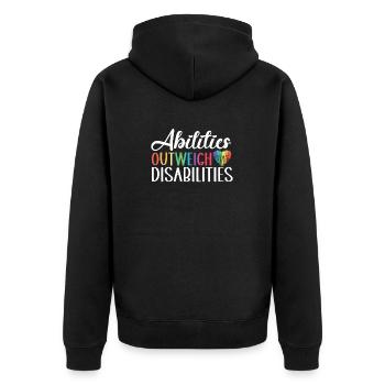 Autism awareness - abilities predominate - Unisex Premium Organic Zip Hoodie - black - Back - Nico (187cm)