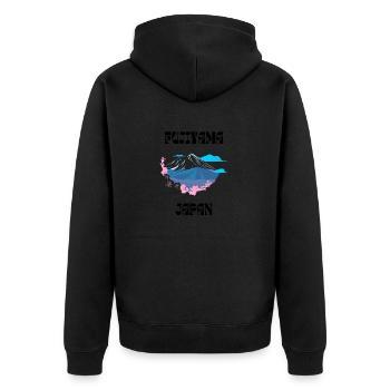 FUJIYAMAJapon - Unisex Premium Bio Zip Hoodie - Schwarz - Hinten - Nico (187cm)