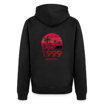Vintage Year 1999 Limited Edition Red - Unisex Premium Organic Zip Hoodie - black - Back - Nico (187cm)