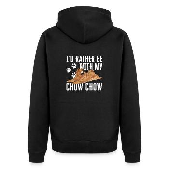 Chow Chow Hund - Unisex Premium Bio Zip Hoodie - Schwarz - Hinten - Nico (187cm)