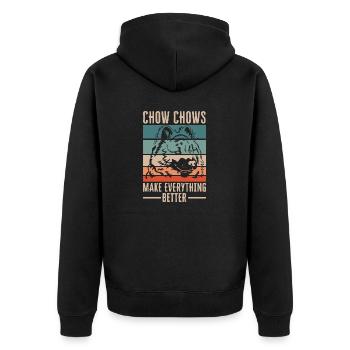 Chow Chow Hund - Unisex Premium Bio Zip Hoodie - Schwarz - Hinten - Nico (187cm)