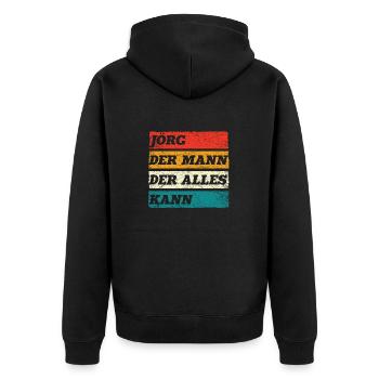 Jörg Der Mann Der Alles Kann Vorname Jörg - Unisex Premium Bio Zip Hoodie - Schwarz - Hinten - Nico (187cm)