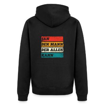 Jan Der Mann Der Alles Kann Vorname Jan - Unisex Premium Bio Zip Hoodie - Schwarz - Hinten - Nico (187cm)