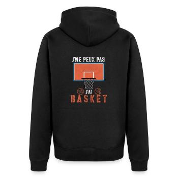 J'peux pas j'ai Basket-cadeau drôle - Veste à capuche bio Premium Unisexe - noir - Dos - Nico (187cm)