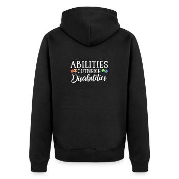 Autism awareness - abilities predominate - Unisex Premium Organic Zip Hoodie - black - Back - Nico (187cm)