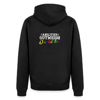 Autism awareness - abilities predominate - Unisex Premium Organic Zip Hoodie - black - Back - Nico (187cm)