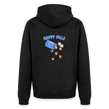 Happy Pills Hedghogs Lustige Skurrile Igelliebe - Unisex Premium Bio Zip Hoodie - Schwarz - Hinten - Nico (187cm)
