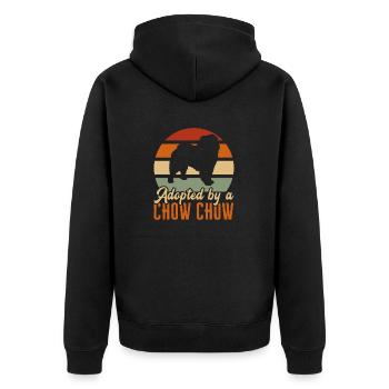 Chow Chow Hund - Unisex Premium Bio Zip Hoodie - Schwarz - Hinten - Nico (187cm)