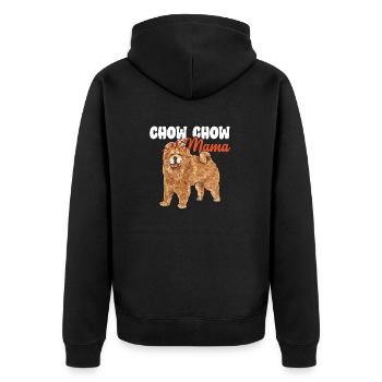 Chow Chow Hund - Unisex Premium Bio Zip Hoodie - Schwarz - Hinten - Nico (187cm)