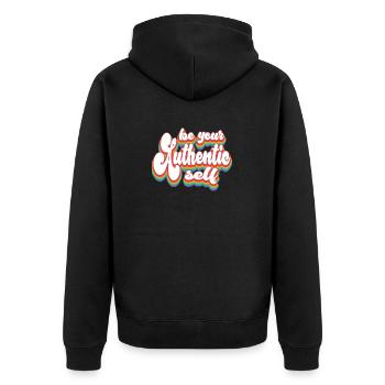Pride Month LGBTQ - Be Your Authentic Self - Unisex Premium Organic Zip Hoodie - black - Back - Nico (187cm)