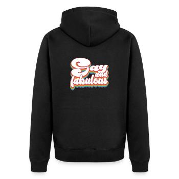 Pride Month LGBTQ Parade - Homosexuell und fabelhaft - Unisex Premium Bio Zip Hoodie - Schwarz - Hinten - Nico (187cm)
