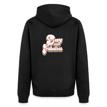 Pride Month LGBTQ - Gay and Fabulous - Unisex Premium Organic Zip Hoodie - black - Back - Nico (187cm)