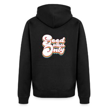 Pride Month LGBTQ - Nur gute Stimmung - Unisex Premium Bio Zip Hoodie - Schwarz - Hinten - Nico (187cm)