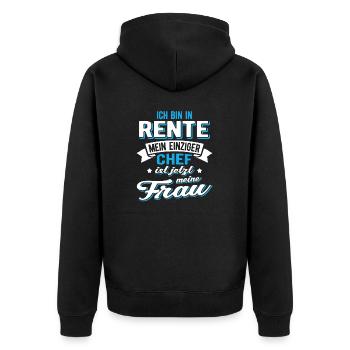Ich bin im Ruhestand mein einziger Chef ist jetzt - Unisex Premium Bio Zip Hoodie - Schwarz - Hinten - Nico (187cm)