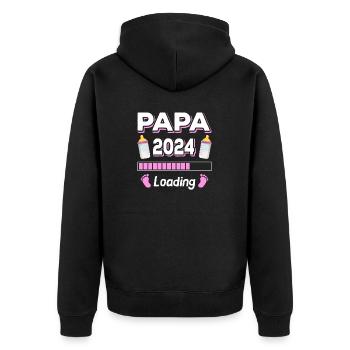 Papa Loading 2024 Père Fête des Pères - Veste à capuche bio Premium Unisexe - noir - Dos - Nico (187cm)