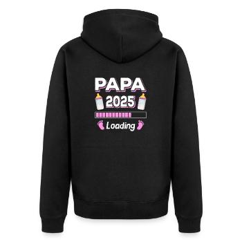 Papa Loading 2025 Père Fête des Pères - Veste à capuche bio Premium Unisexe - noir - Dos - Nico (187cm)