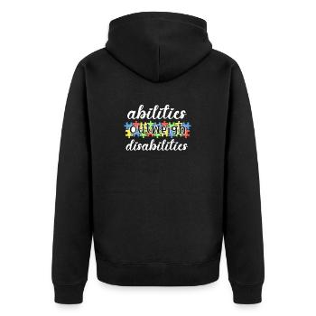 Autism awareness - abilities predominate - Unisex Premium Organic Zip Hoodie - black - Back - Nico (187cm)