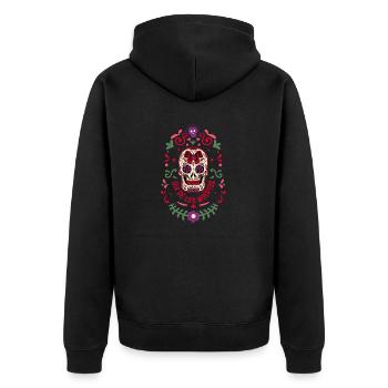 Dia De Los Muertos Tag Der Toten Mexikanisch - Unisex Premium Bio Zip Hoodie - Schwarz - Hinten - Nico (187cm)