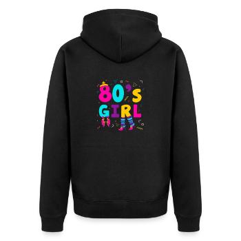 80's Girl Achtziger Frau - Unisex Premium Bio Zip Hoodie - Schwarz - Hinten - Nico (187cm)