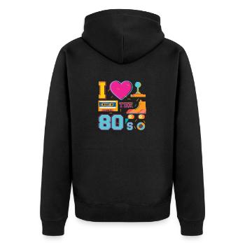 J’aime les années 80 - Veste à capuche bio Premium Unisexe - noir - Dos - Nico (187cm)