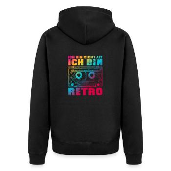 Ich bin nicht alt ich bin retro Bunt - Unisex Premium Bio Zip Hoodie - Schwarz - Hinten - Nico (187cm)