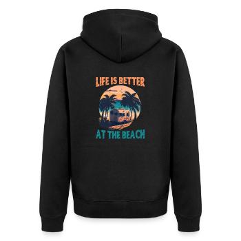 La vie est meilleure à la plage - Rétro - Veste à capuche bio Premium Unisexe - noir - Dos - Nico (187cm)